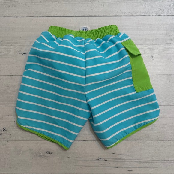 i play. Blue and Green Kids Swim Trunks - Picture 7 of 7